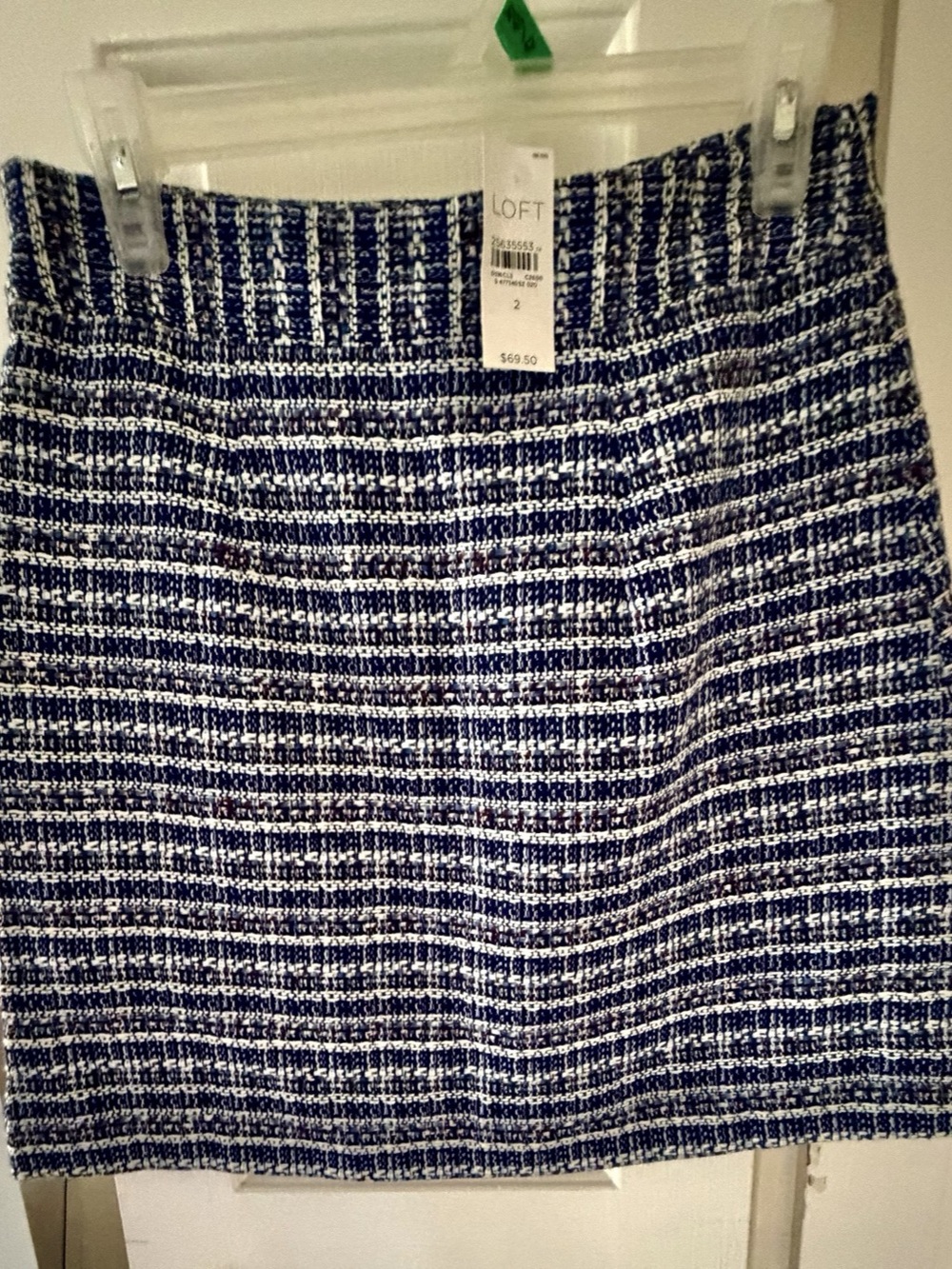 Loft Tweed mini skirt, navy, black, white, size 2, NWT - Picture 9 of 10